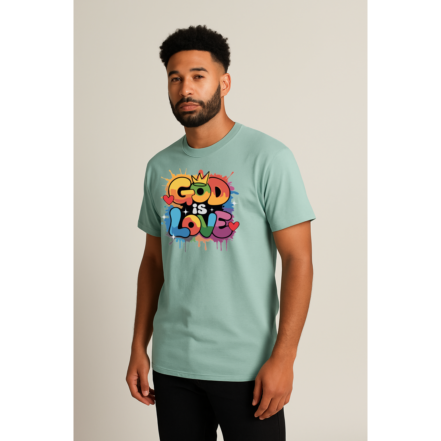 GOD IS LOVE Agave Heavyweight Tee - Premium T-Shirt
