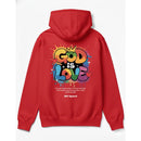 Red "GOD IS LOVE" hoodie, featuring an inspiring faith-based design and cozy fit, perfect for everyday wear and spiritual expression.