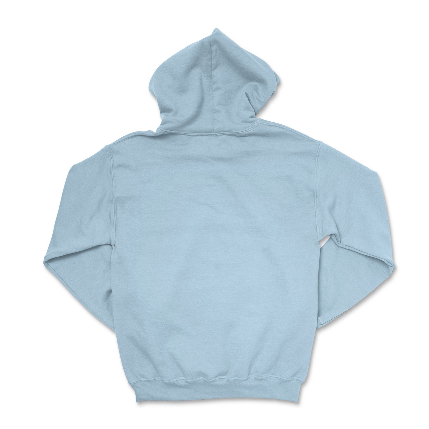 Back view - Graphic ocean blue cotton hoodie, versatile wardrobe essential for streetwear or layering. Classic hoodie in ocean blue, ideal for everyday comfort and style. Unique pullover with teddy bear.