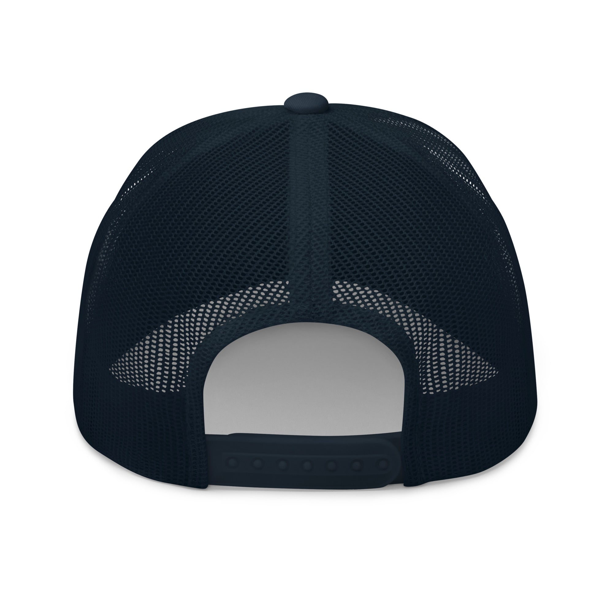 Navy blue mesh cap on a white background