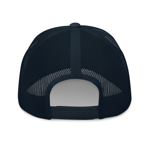 Navy blue mesh cap on a white background